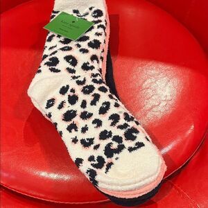 Kate Spade Black and White Leopard Socks